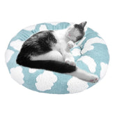 Whiskers & Friends cama para gatos, redonda de peluche, refugio cálido para siestas tranquilas.