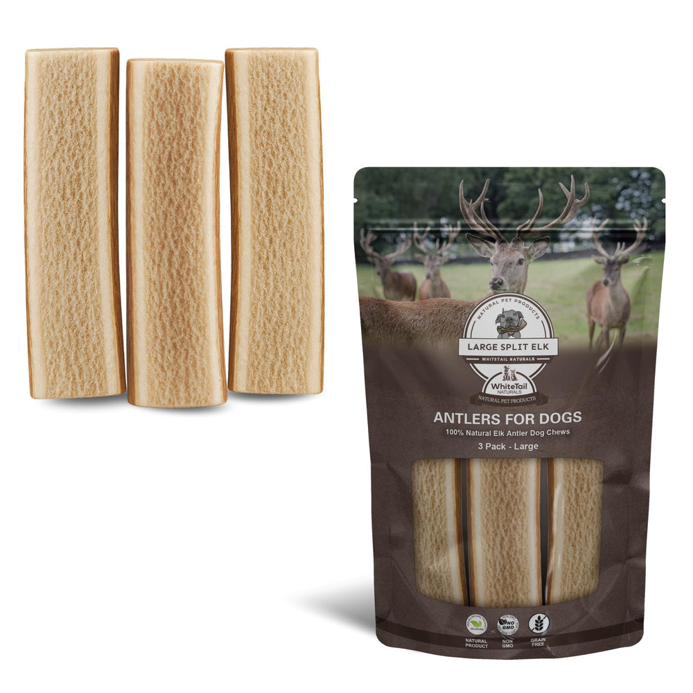 WhiteTail Naturals astas partidas para perros grandes con masticación duradera