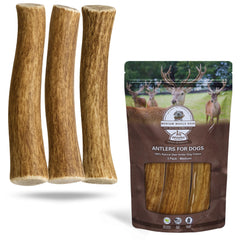 Whitetail Naturals Paquete 3 Astas de Ciervo Mediano para perros, masticación duradera.