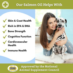 Wholistic Pet Organics aceite salmon, pelaje-brillante, sosten para la piel.