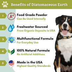 Wholistic Pet Organics Polvo de diatomita para uso tópico y pelaje saludable.