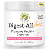 Wholistic Pet Organics probióticos para perros, frente a la botella, digestión suave