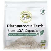 Wholistic Pet Organics Tierra de Diatomeas en polvo dentro de un bote, uso suave para mascotas