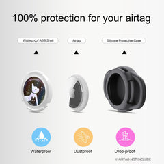 WhoseID funda de ABS para AirTag, negro, protección duradera.