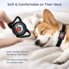 WhoseID AirTag para collar de perro: borde redondeado reduce rozaduras y ruidos.