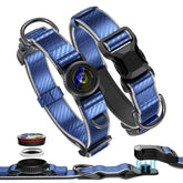 WhoseID correa de cuero premium para perros grandes con reflectante.