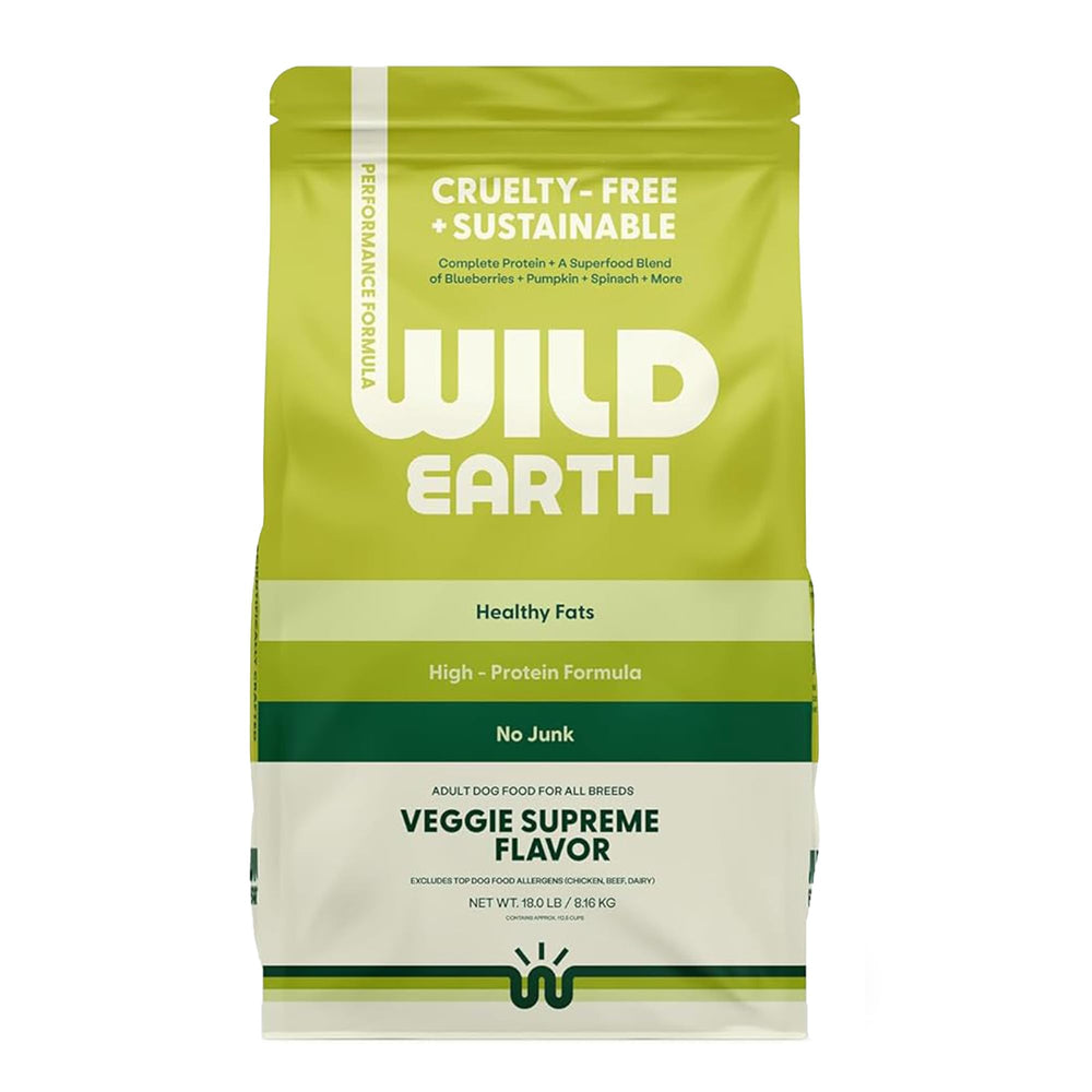 Wild Earth Vegan Performance: vista de la bolsa de 18 lb para perros activos