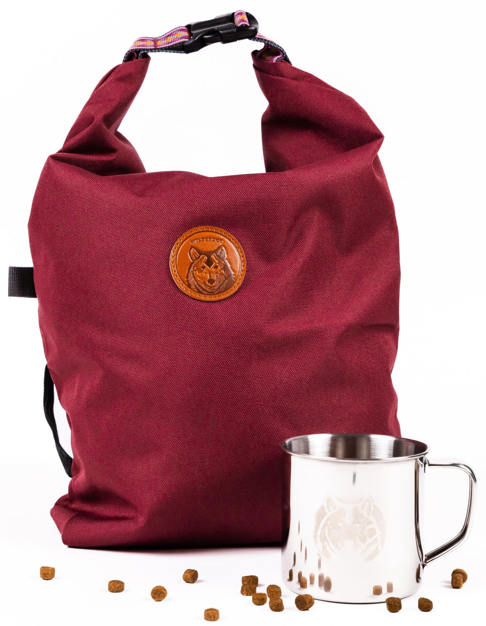 Wilderdog bolsa para croquetas portátil, resistente al agua para salidas al aire libre.