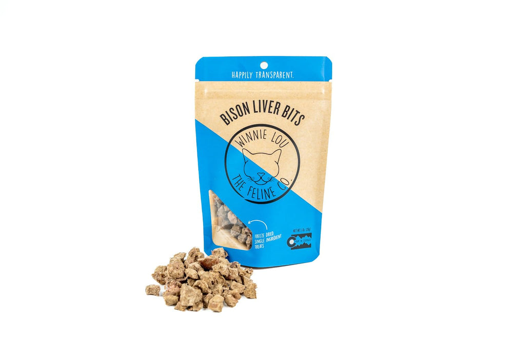 Winnie Lou Higado de bisonte pasto - trozos, snack proteico para gatos