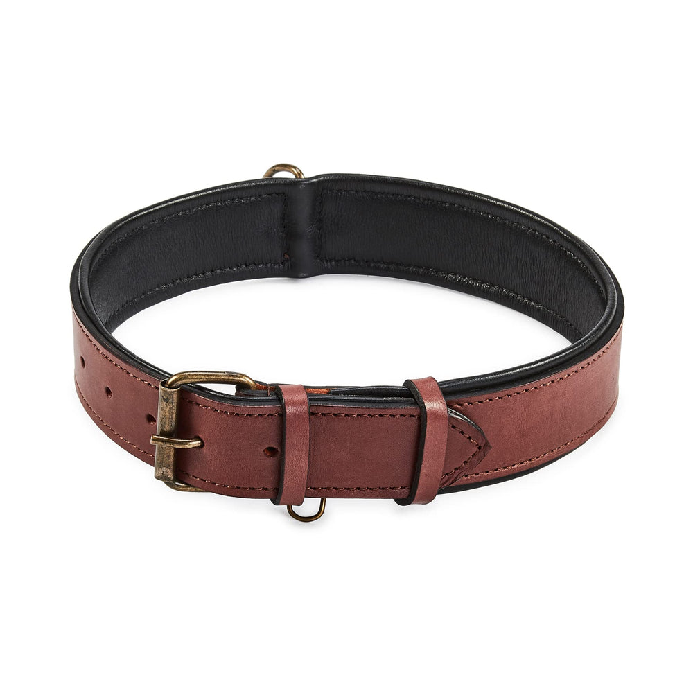 Collar Wise Owl Accessories para perro XL, exterior de cuero real granate, estilo retro.