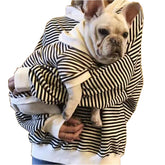WizBBQT sudadera a rayas para perro y dueño, look coordinado para salidas diarias.