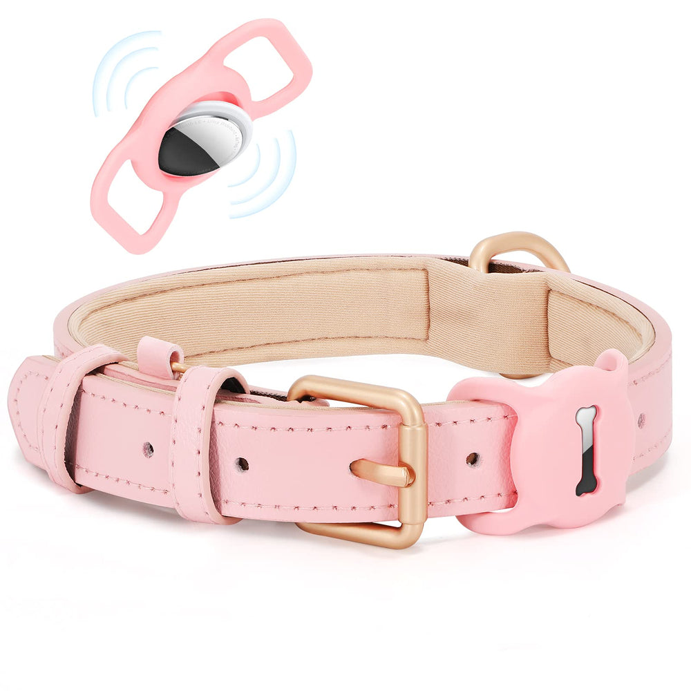 WLIXPBB collar cuero suave rosa: comodidad diaria para perros.