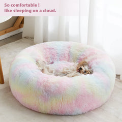 Borde elevado de la cama donut arcoíris WNPETHOME ofrece soporte suave.