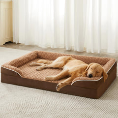 Cama ortopédica WNPETHOME para perros grandes, vista de sofá, soporte para cuello.