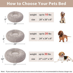 Cama redonda de felpa WNPETHOME con soporte cómodo para dormir.