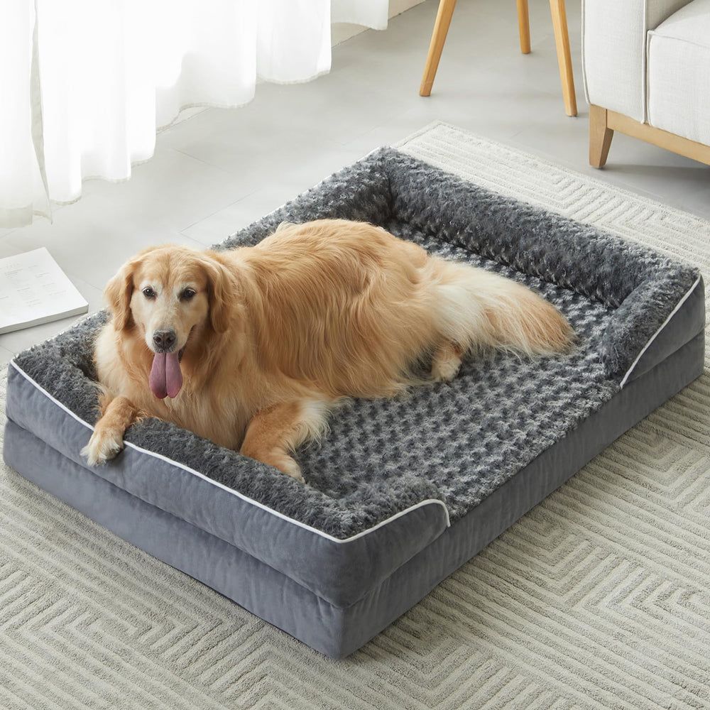 WNPETHOME cama ortopédica para perros grandes, vista frontal, soporte para cuello