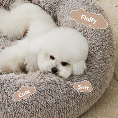 Cama donut WNPETHOME con borde alto para soporte cómodo en perros grandes.