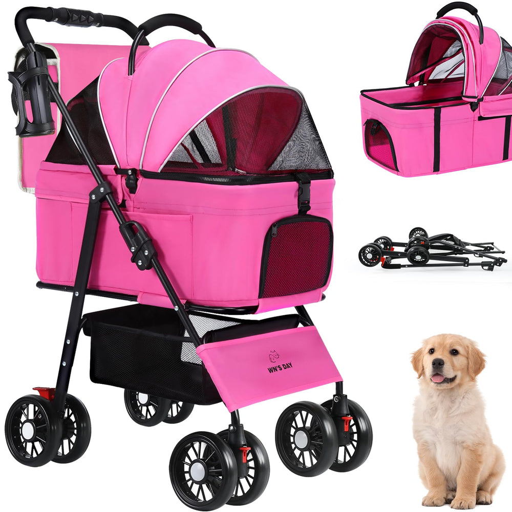Carrito Wn's Day rosa para perro pequeño, ideal para paseos.