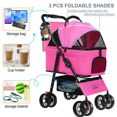 Carrito Wn's Day rosa plegable para gatos.