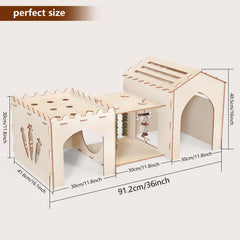 Woiworco jaula de conejo grande de madera, duradera y estable para mascotas.