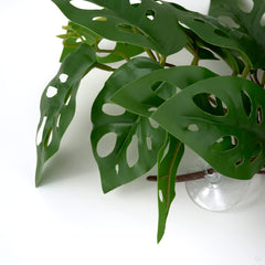 WOLEDOE Monstera Adansonii falsa con hojas realistas.