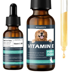 Botella de WOMRICH Vitamina E para Perros de 30 ml mejora piel y pelaje.