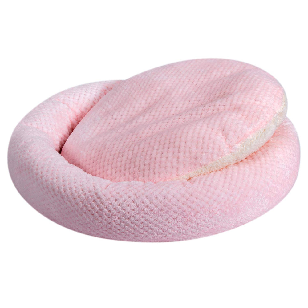 Wonder Miracle cama perro peluche rosa, confort suave para descanso diario.