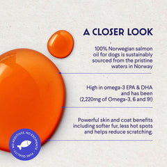 Wonder Paws Aceite de Salmón para perros, cuentagotas para añadir a la comida diaria.