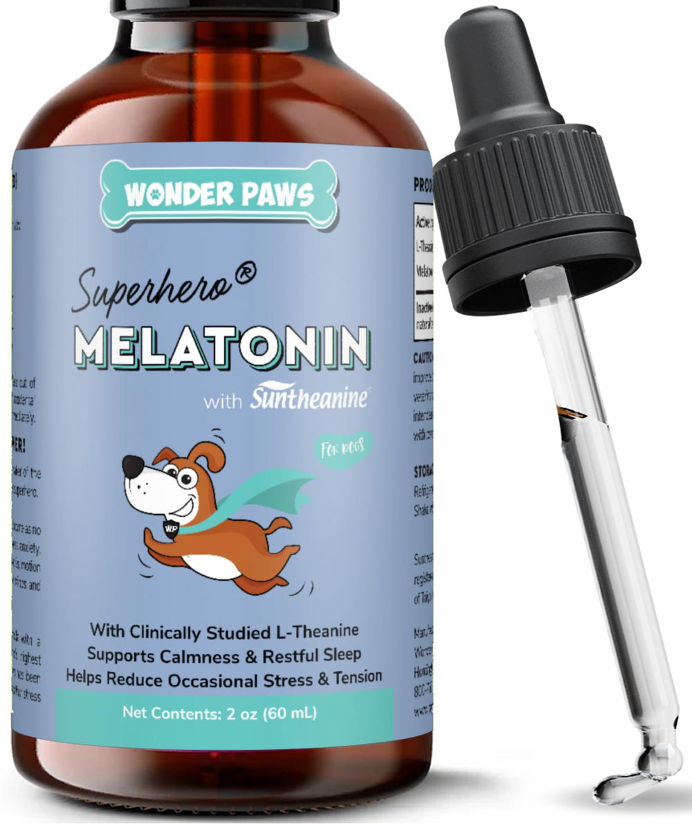 Wonder Paws melatonina para perros, gotas 2oz, promueven calma y sueño saludable.