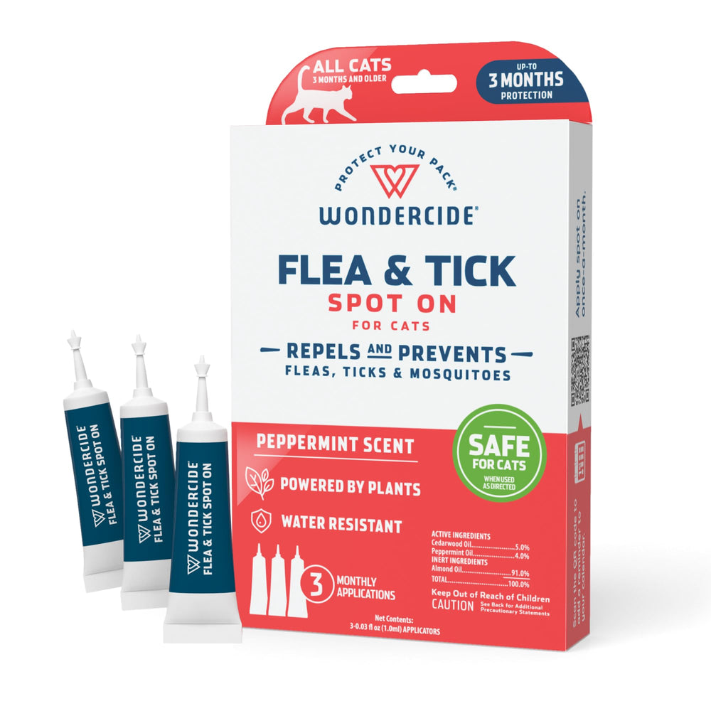 Wondercide para gatos envase de aplicación puntual: protege contra pulgas y garrapatas con aceites naturales.