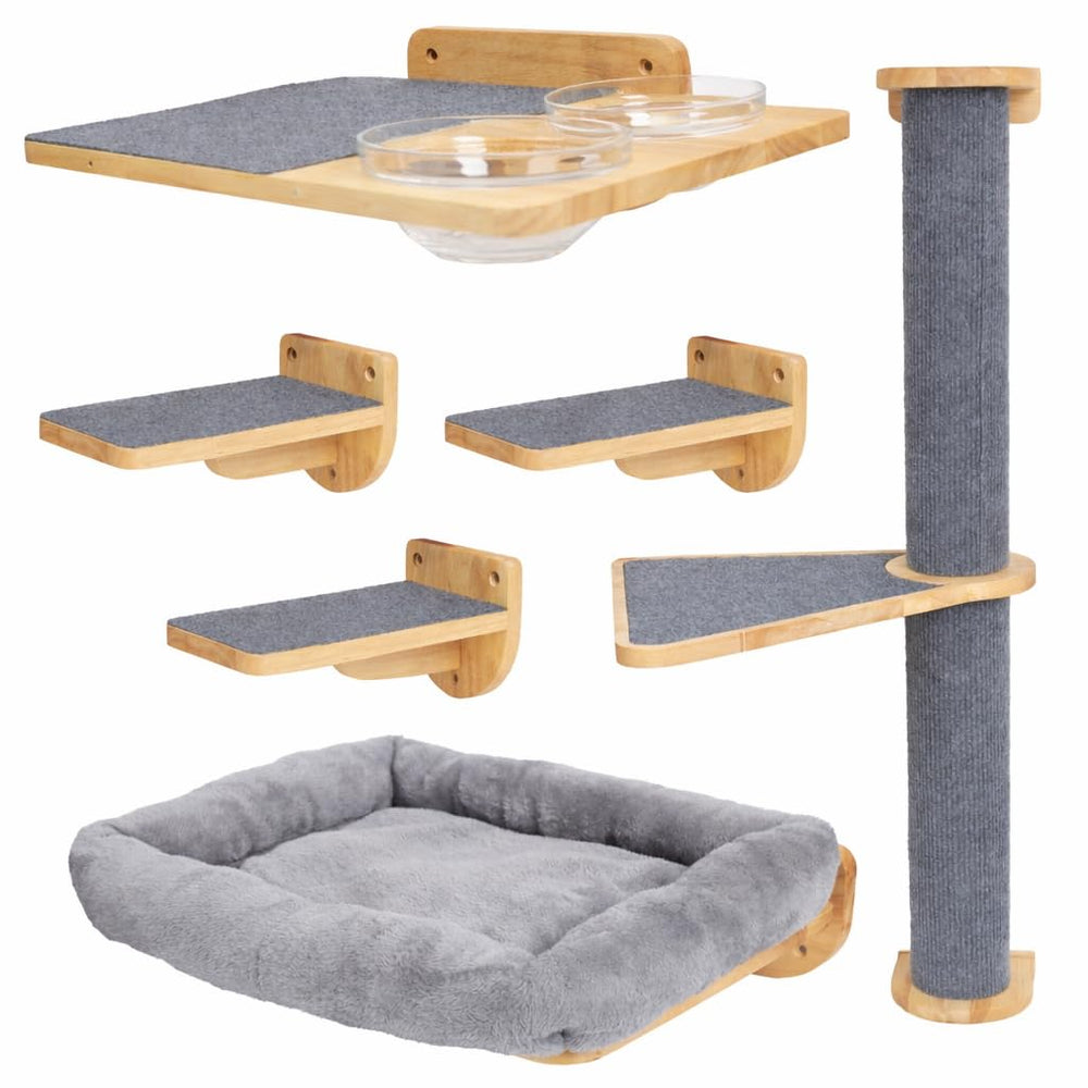 Estante de pared Wondering Whiskers con terraza de alimentación, descanso elevado seguro para gatos