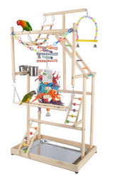 Wondwo parque loros grande de 4 niveles, estructura segura y estimulante para aves.