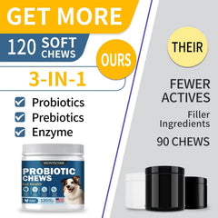Wontechmi probióticos para perros, apoyo para piel sana y oídos.