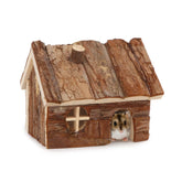 Wontee casa hamster madera: vista frontal, refugio cómodo para roedores pequeños.