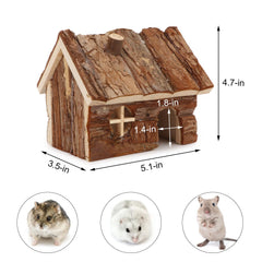 Wontee casita hamster madera: lateral, diseño compacto para jaulas pequeñas.