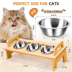 Woodever tazón gato inclinado quince grados para mantener postura natural al comer