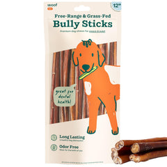 Palitos WOOF Bully de 12 pulgadas, 10 unidades, recompensa duradera para perros.