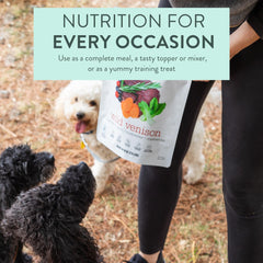 Woof mezcla alta en proteína, perfecto como complemento o premio.