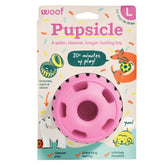 WOOF Party Pupsicle muestra durabilidad para mordedores fuertes y juego prolongado.
