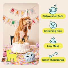 WOOF Party Pupsicle es duradero y seguro para masticadores grandes.