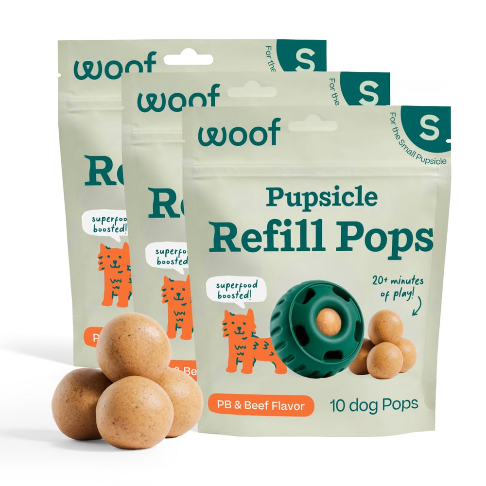 WOOF Pupsicle Refill Pops, delicioso y de larga duración para entretener a tu perro.