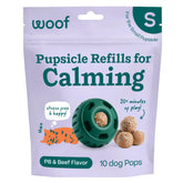 WOOF Pupsicle relleno calmante para perros, ideal para sesiones de juego tranquilas.