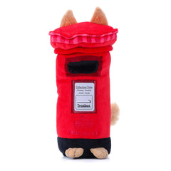 Woof² buzón británico, dispensador de golosinas para perros, diseño icónico.