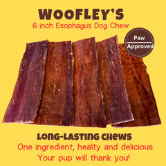 Woofley's Esófago Jerky: textura en primer plano para masticar naturalmente