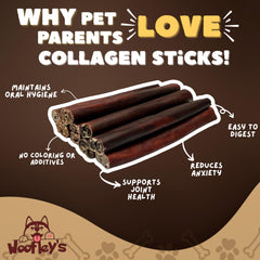Woofley's palitos de colágeno sin piel, alternativa de masticación para perros medianos y grandes.