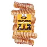 Woofley's Tráquea de res frente del empaque, alta en proteína natural.