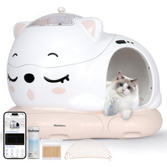 WOOHULOO caja automática para gatos con entrada baja facilita el acceso cómodo