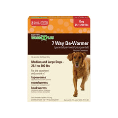 WORM X PLUS tabletas masticables para perros medianos y grandes, fáciles de administrar.