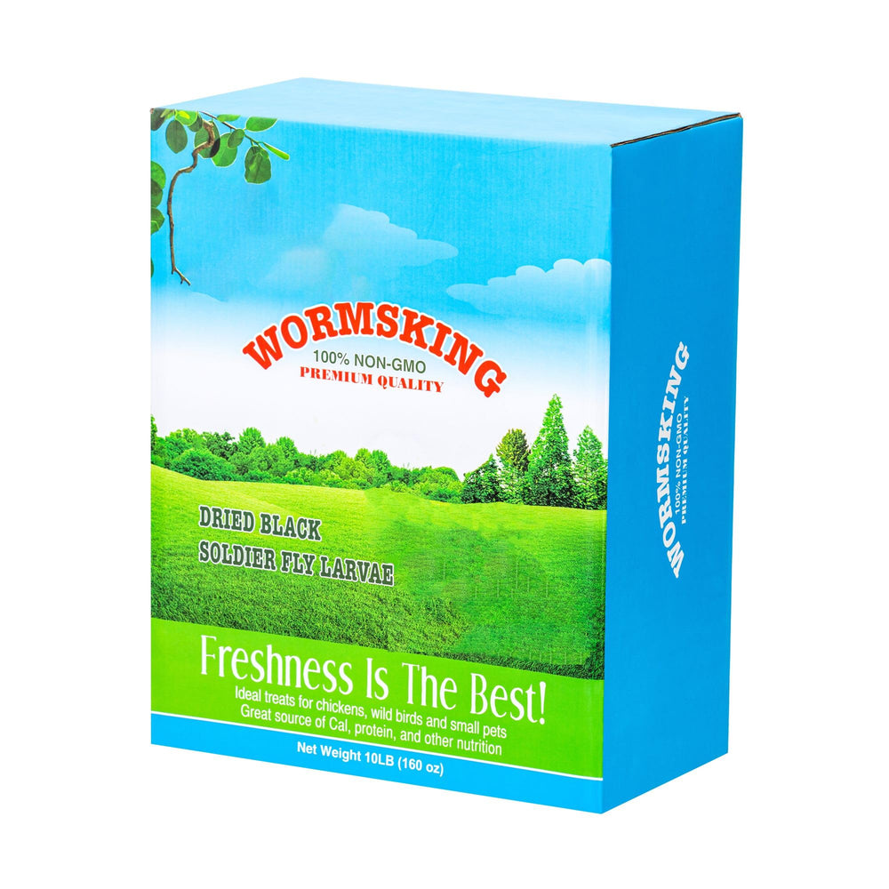 WORMSKING empaque de 10 lb de larvas secas para aves.