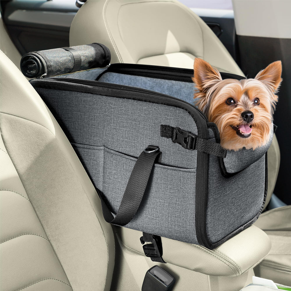 WOYYHO asiento consola para perro en coche con amplio espacio para viajes cómodos.